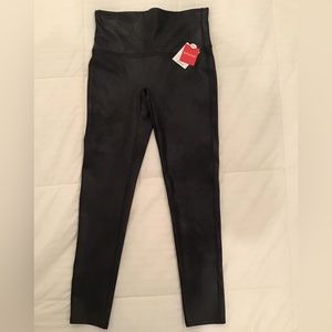Spanx Size Petite Large Faux Leather Leggings High Waist Black